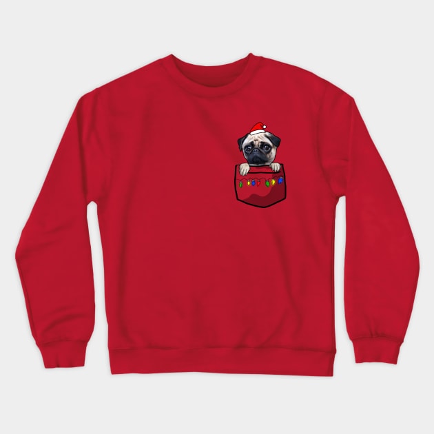 Pug christmas pocket tee Crewneck Sweatshirt by absolemstudio